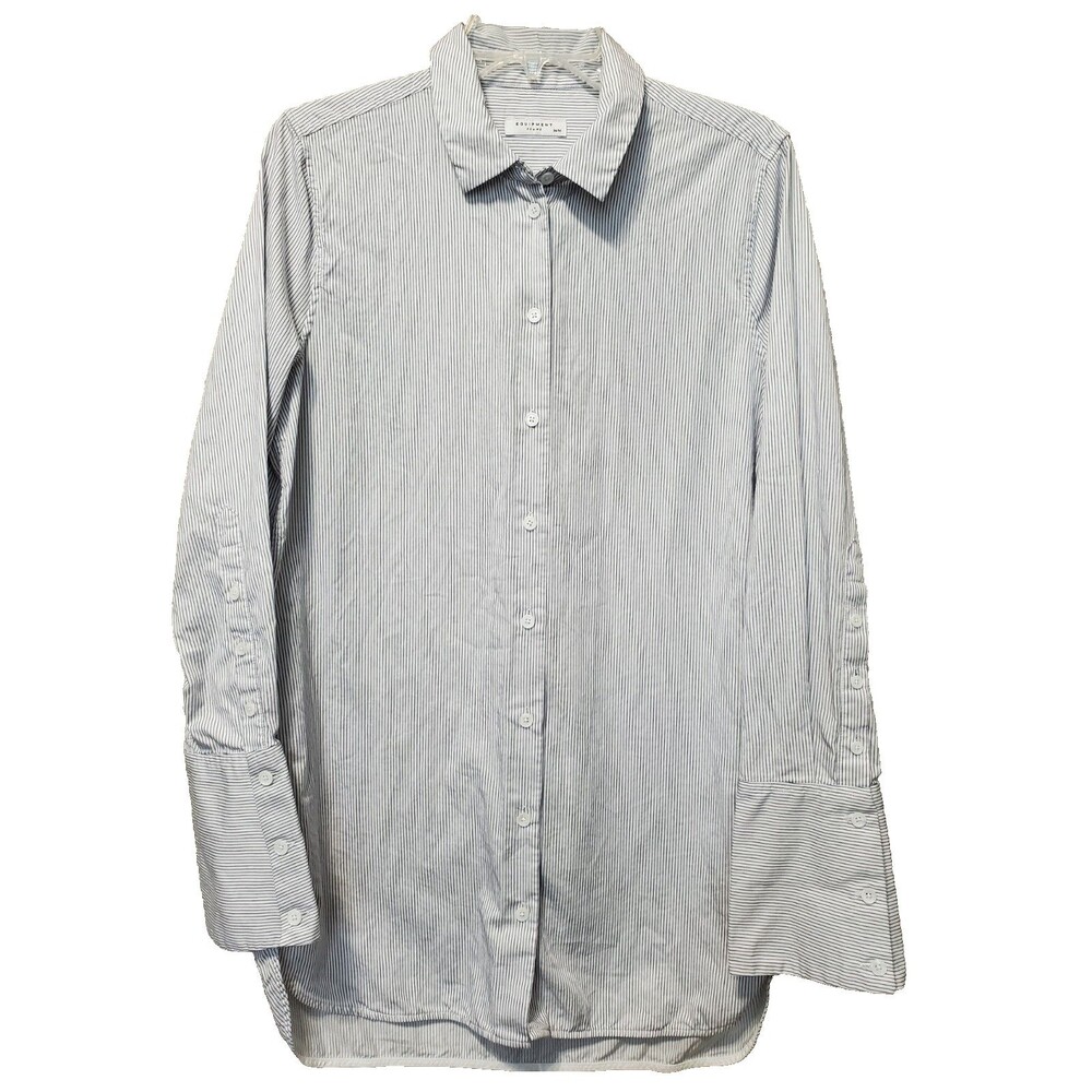 EQUIPMENT FEMME Pinstriped Arlette Long Sleeve Button-Up Tunic Size Medium